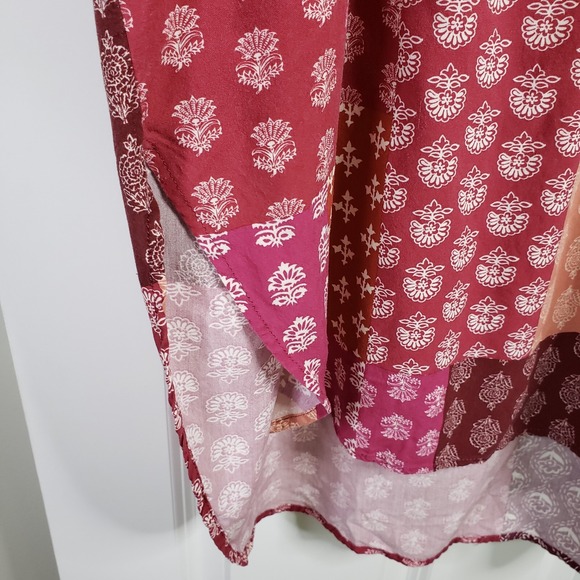 Jones Co Dress 3X Pink Red Patchwork Midi Floral Mixed Print Boho Bloomcore - Picture 6 of 9